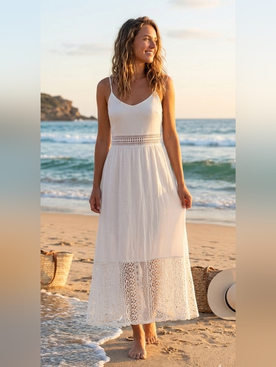 Altar'd State Dresses & Skirts - Altar'd State White Crochet-Waist Maxi Dress